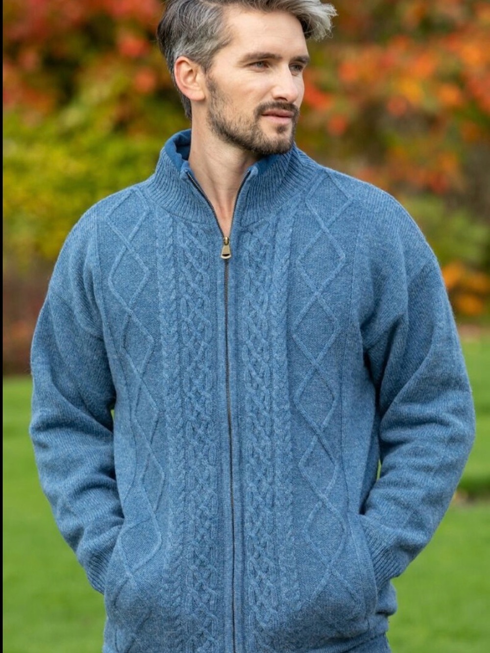 Aran Crafts | NWT Lined Shetland Zipper Cardigan, 100% wool